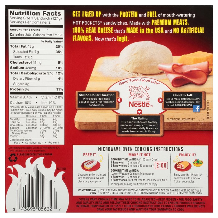 Ham and cheese hot pocket nutrition facts