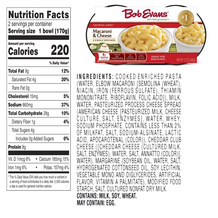 Baked macaroni and cheese nutrition